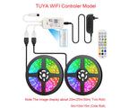 30M 12V WiFi Bluetooth RGB LED Strip Lights 5050 with Ac100-240V Adapter APP Control Music Sync Remote for Bedroom Kitchen Party