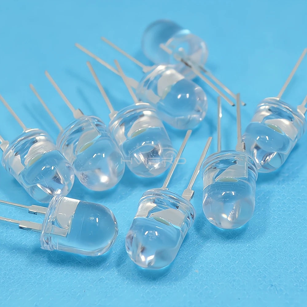 50pcs 10mm White Red Green Blue Yellow Diode Led Round 0.5W Power Light 3.2~3.6V LED Lamp Bead Light-emitting Diodes 30KMCD Bulb