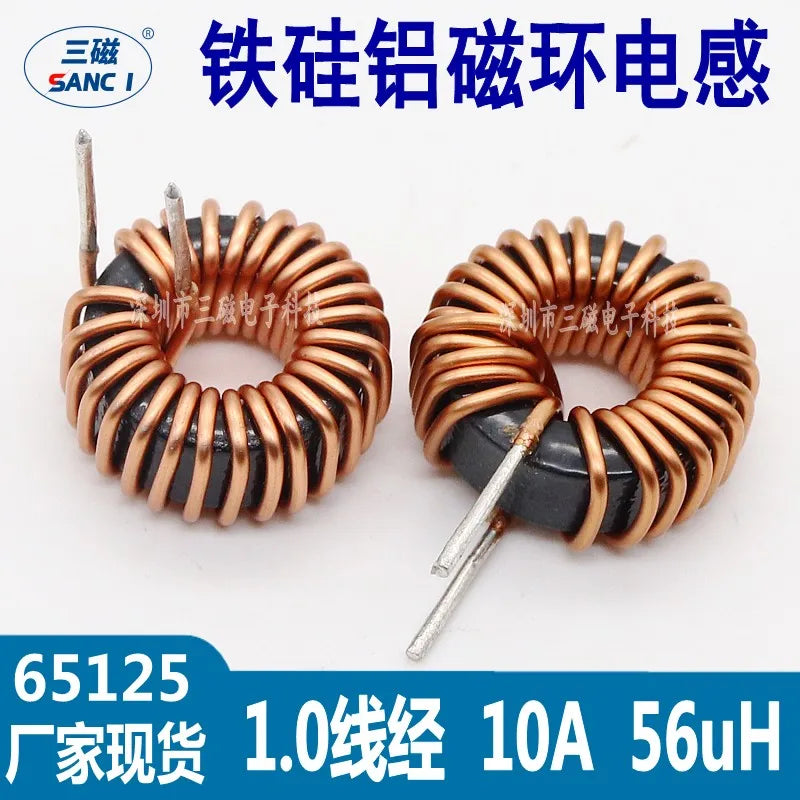 5Pcs Toroid core Inductors 65125 Winding Magnetic Inductance 22uH 33uH 470uH Inductor Iron Gauge Aluminum Magnetic Ring Coil