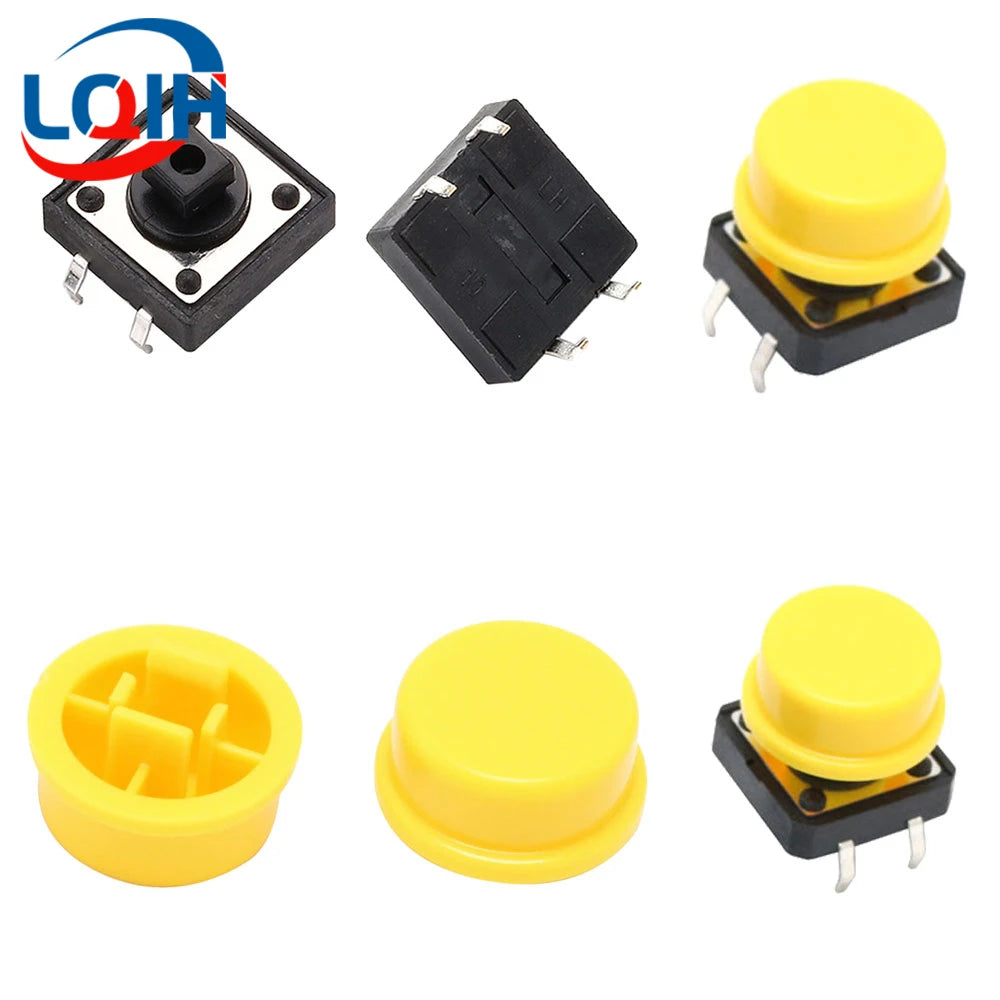 12*12*7.3MM Tactile Push Button Switch Momentary Micro switch button Tact Cap White Black Yellow Blue Red for Arduino Switch