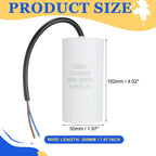 1Pcs CBB60 Run Capacitor 3uf-100uf 450V AC 2 Wires 50/60Hz Cylinder White for Air Compressor Water Pump Motor