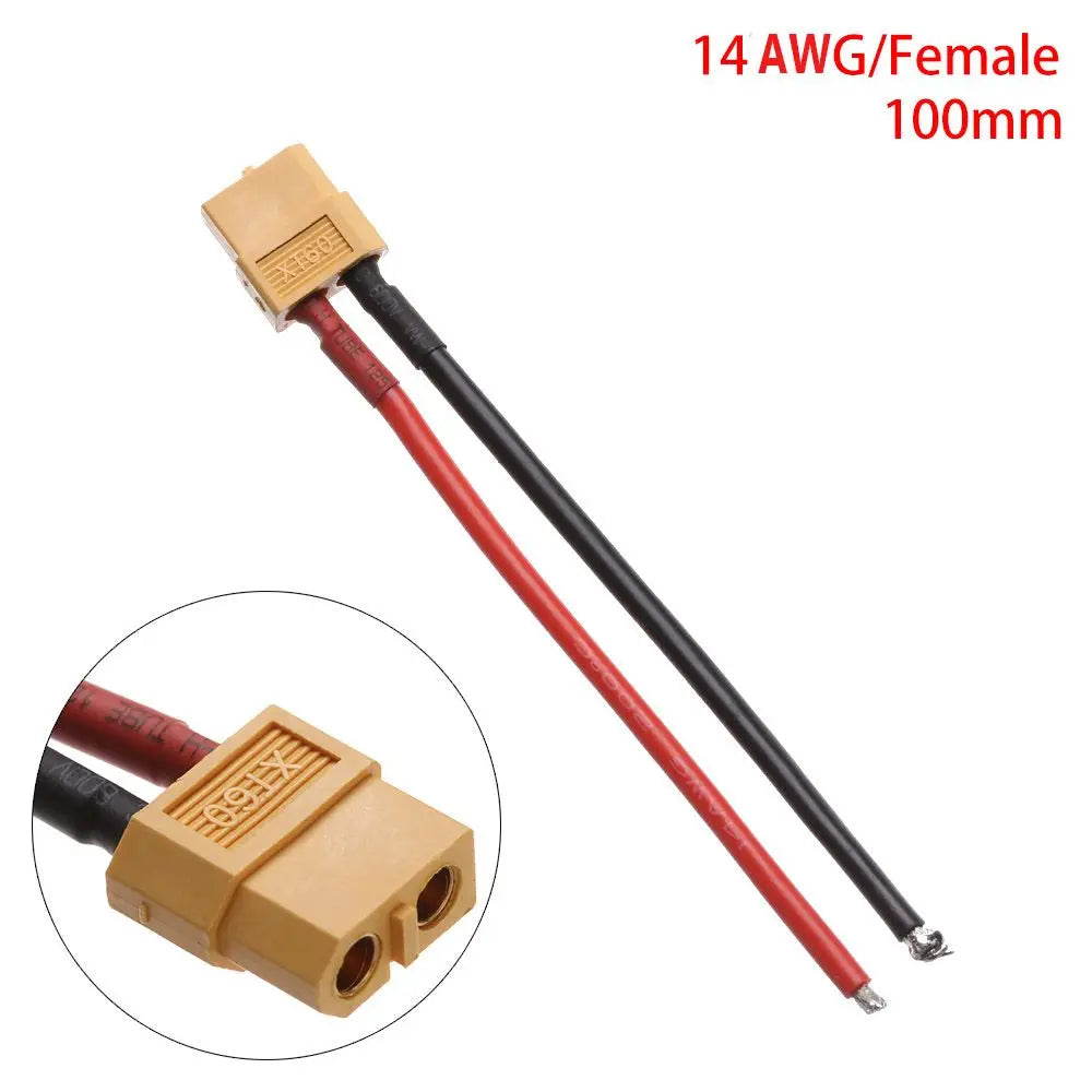 XT60 Connector Plug With Silicone Wire 12/14 AWG Female/Male Cable Dual Extension 10CM/15CM Battery Connectors Model Accessories