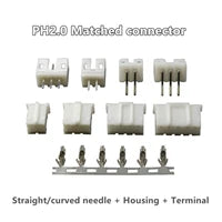 100pcs /LOT JST PH2.0 Straight/Curved Needle Connector 2Pin~16Pin Male Pin Header Right Angle 90°/180° 2.0mm Pitch