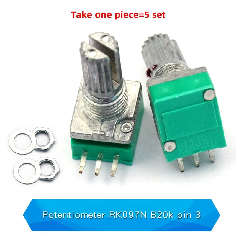 5PCS RK097NS G Single Double Potentiometer B5K/10K/20K/50K/100K Power Discharge Bit Speaker Audio