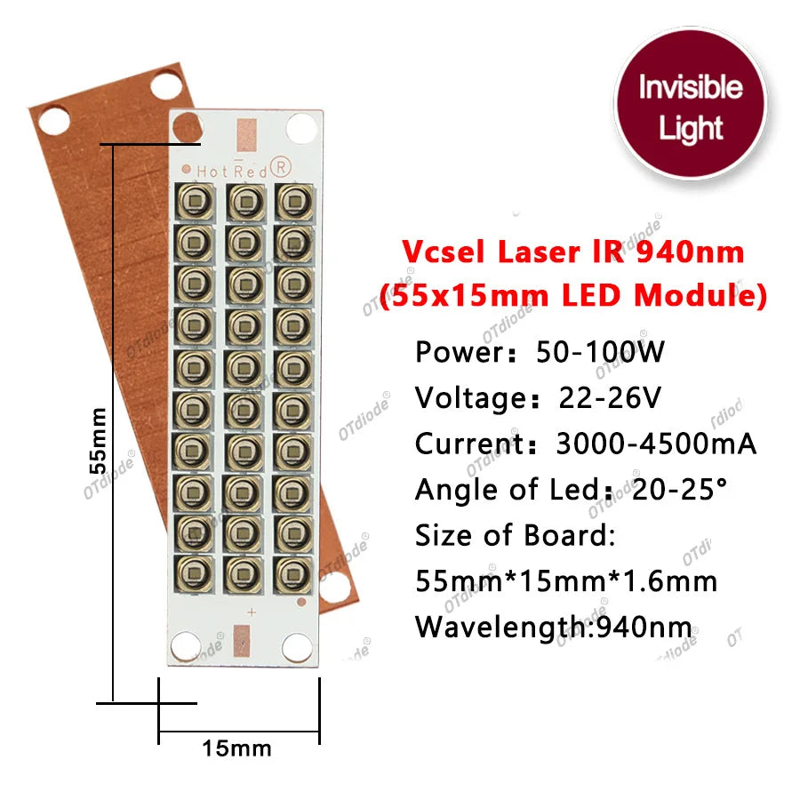 3535 Vcsel Laser High Power LED Chip IR Infrared 10W 20W 30W 50W 60W 80W 100W 850nm 940Nm 808nm 980nm 1064nm Sensing Monitoring