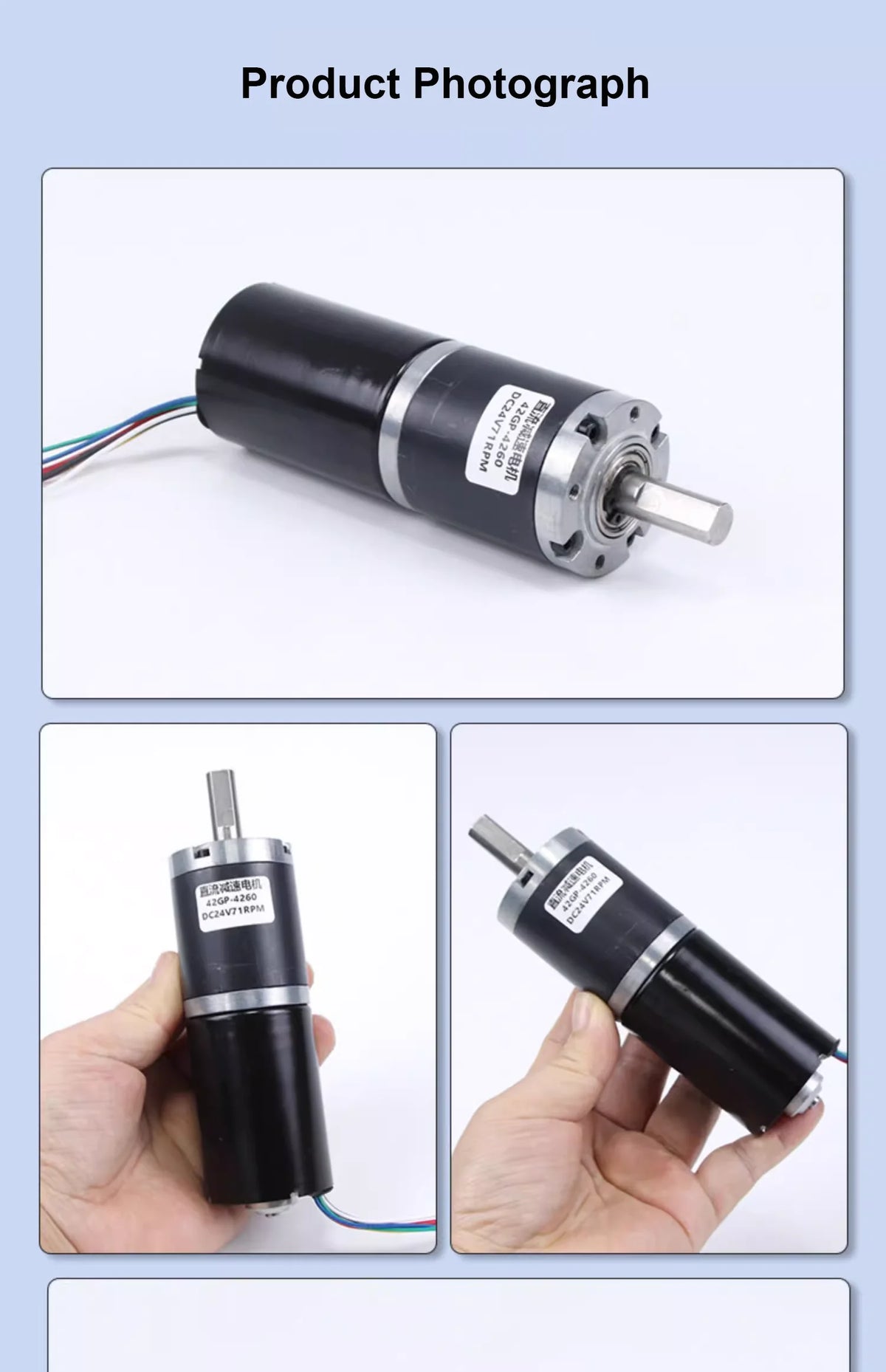 12V 24V 42MM 4260 155KG Planetary Gear BLDC Brushless DC Reduction Motor Large Torque Low Speed Long Life Low Noise 7-1351rpm
