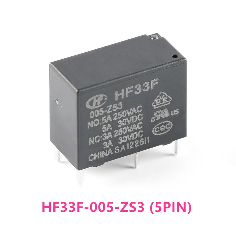 5Pcs New Relay HF33F JZC-33F-005 012 024-HS3 ZS3 HF33F-012-ZS3 4PIN 5PIN 5A 5V 12V 24V Power Relays