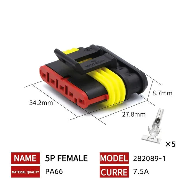 20/50/100Sets 1.5 Series AMP Automobile Connectors 1/2/3/4/5/6 Pin Super Seal Waterproof  Electrical Wire Connector PA66 Nylon