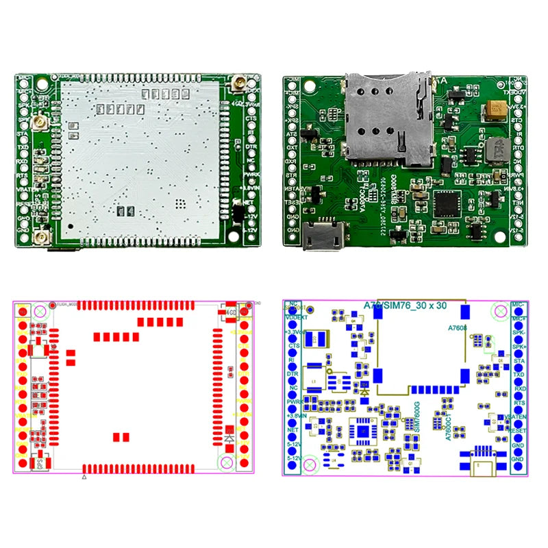 SIM7600 Core Board LTE CAT1+GNSS Module SIM7600G Global Band SIM7600SA SIM7600E Development Board Breakout Kit with Antenna