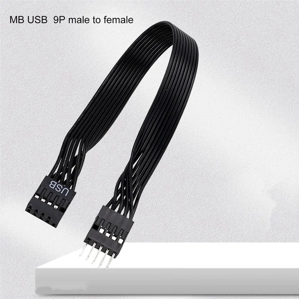 Angitu Front Panel MB USB 9Pin Male to Female HD Audio Male to Female Extension Cable Black White Color