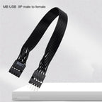 Angitu Front Panel MB USB 9Pin Male to Female HD Audio Male to Female Extension Cable Black White Color