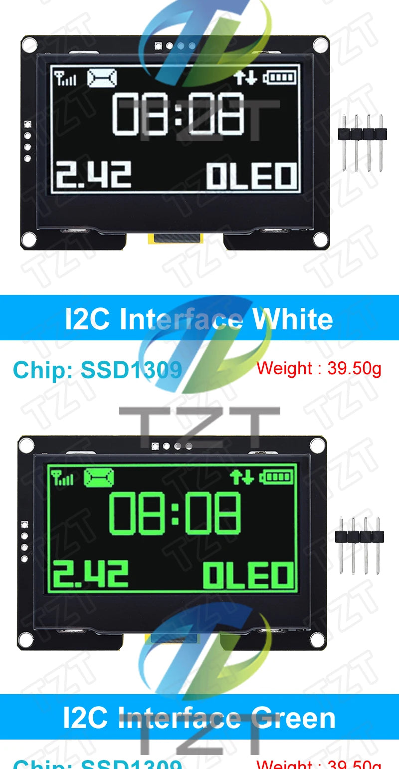 2.42 inch 2.42" OLED Display Module 128x64 LCD HD Screen Module SSD1309 7 Pin SPI/IIC I2C Serial Interface for Arduino UNO R3