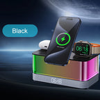 Domars Wireless Charger with Colorful Night Light and Built-In Audio Speaker Supports Fast Charging for Smartphones Earphones