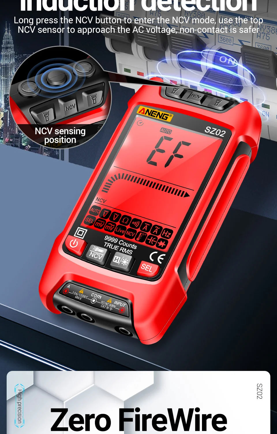 ANENG SZ01/SZ02 Diode Tester Professional Digital Multimeter True RMS Smart AC/DC Current Voltage Auto Range Multimetres Tools