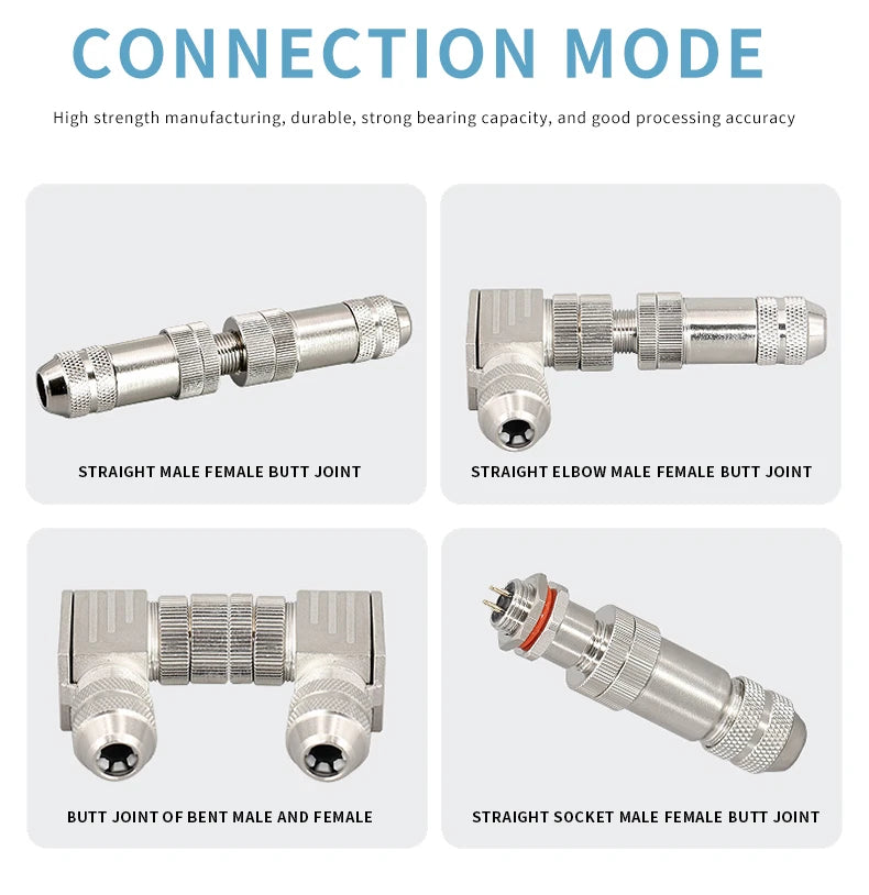 5/10/20 Pcs M12 4/5/6/8/12/17 Pin Shielded Sensor Connector Male Female Metal Assembly Aviation Plug