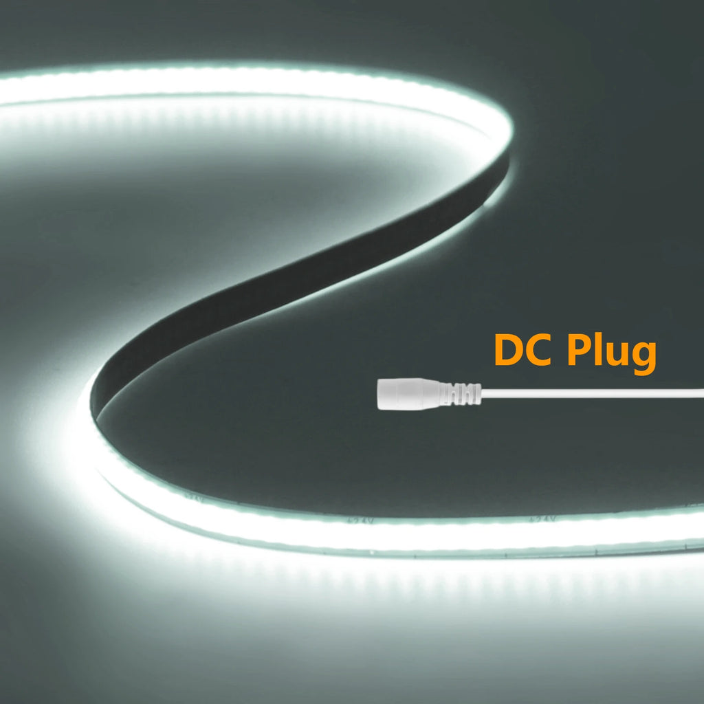 5mm 8mm PCB COB LED Light Strip Free Cut 12V 24V With 2PIN Wire DC Plug 400LEDs/m 3000k 4000k 6000k Flex Lamp 0.5m 1m 5m 10m 20m
