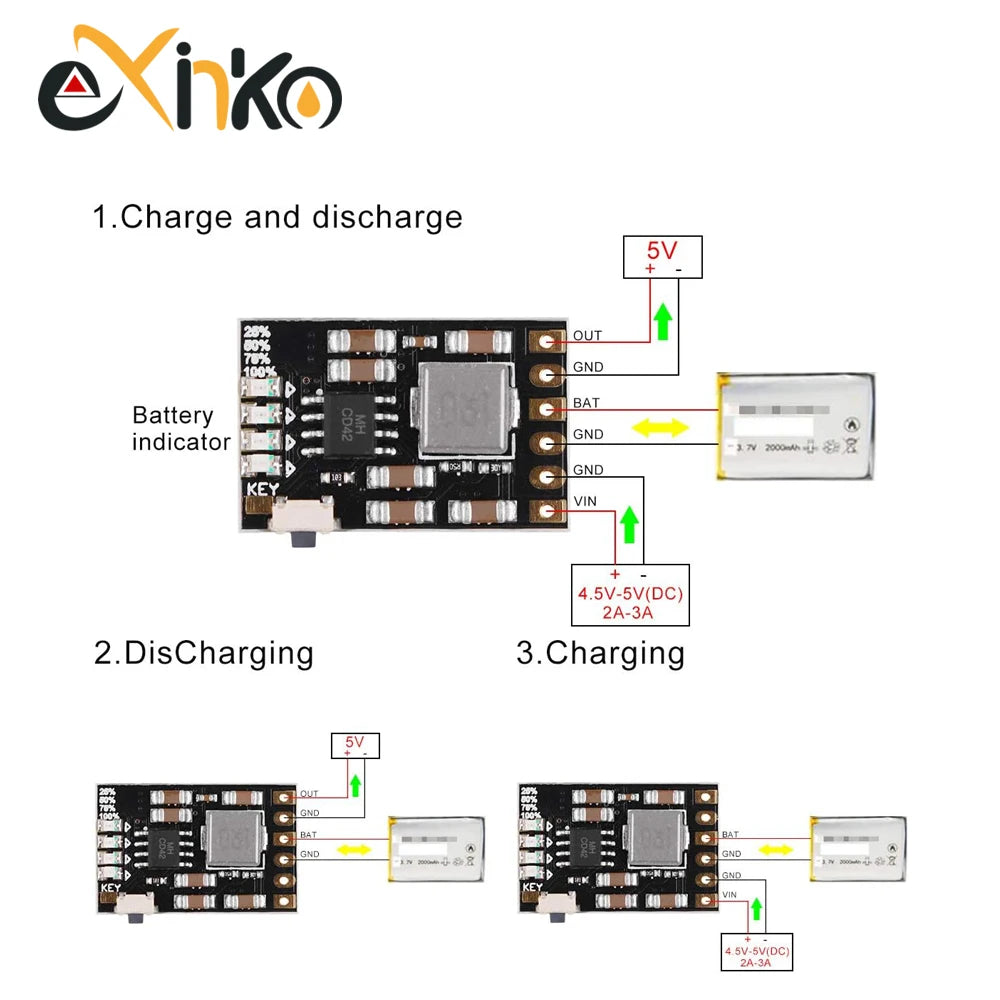 5/10pcs DC 5V 2A Mobile Power Diy Board 4.2V Charge/Discharge(boost)/battery protection/indicator module 3.7V lithium 18650