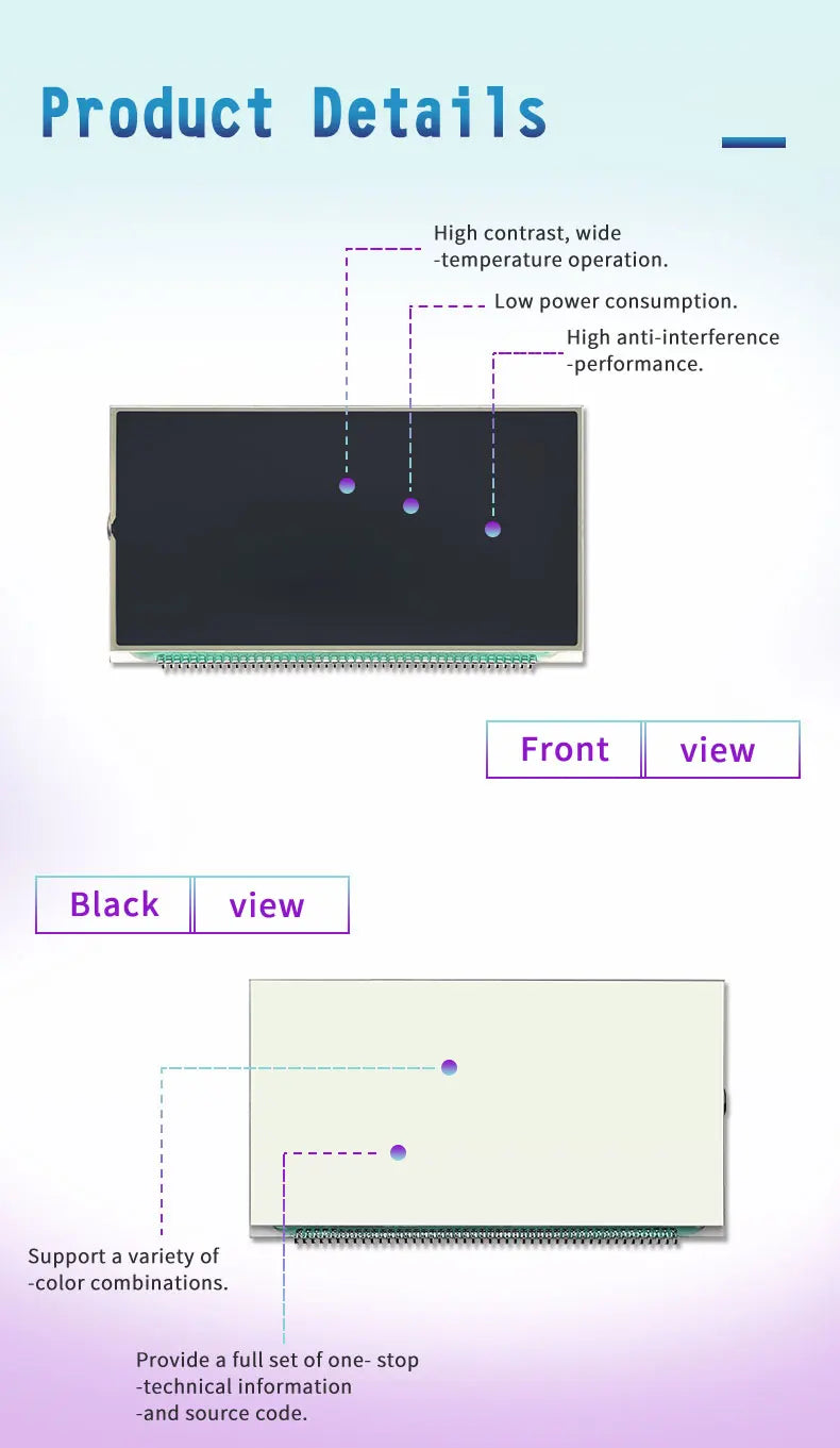 Wholesale Customization SJXDGN075 Wide Temperature Digital Display LCD Screen HTN Anti Glare Segment Code Screen for Motorcycles