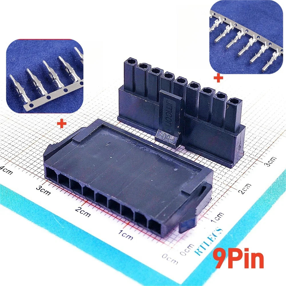 10Sets Micro-Fit 3.0 MM Receptacle Housing + Plug Shell Panel Mount Ear + Male Female Crimp Terminal 2 3 4 5 6 7 8 9 10 Circuits