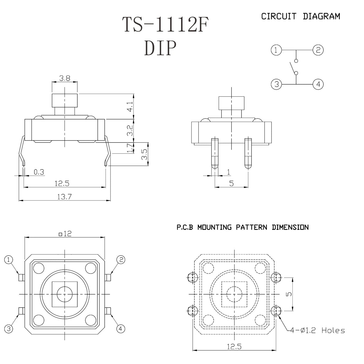 10 Sets Momentary Tactile Button 4PIN SMT/DIP 12X12mm H=9.8/9/16.8mm With Cap Tact Switch Push Button Switch Micro Key Button