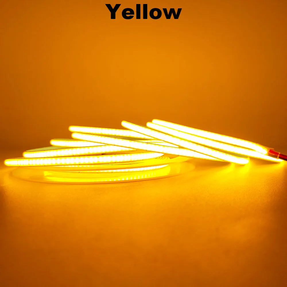 12V 24V COB LED Strip 5mm/8mm PCB 400/480LEDs/m Flexible Red/Green/Blue/Pink/Ice Blue/Yellow Led Strip For Home Decor LED Lights