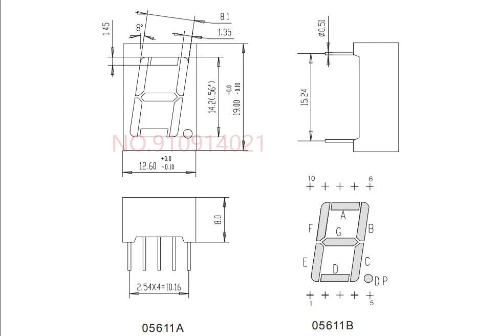 5PCS 0.28/0.36/0.4/0.56 inch 0.36inch 7 Segment 1/2/3/4 Bit Red Digital Tube Common Cathode/Anode LED Digit Display 1Bit/2Bit