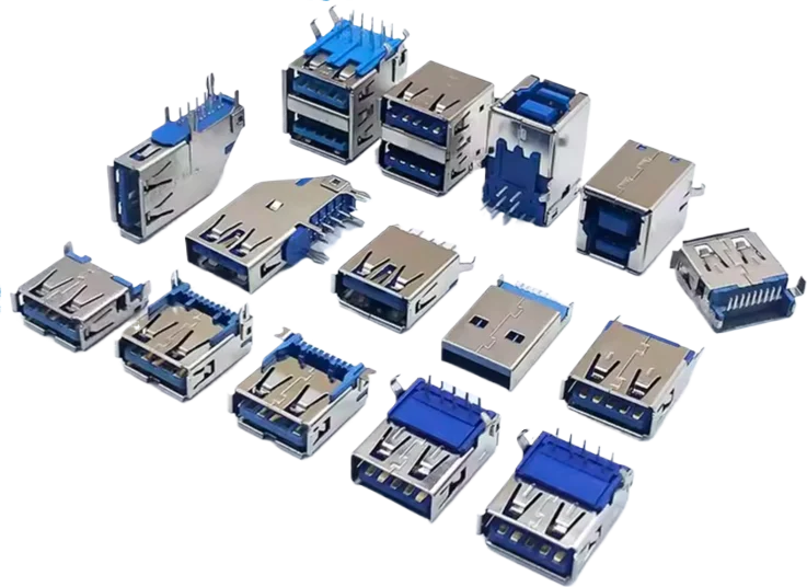 5PCS  USB Connector 3.0 A-type Female Socket AF Type 90 Degree Side Plug 180 Degree USB 3.0 B-port Printer Data
