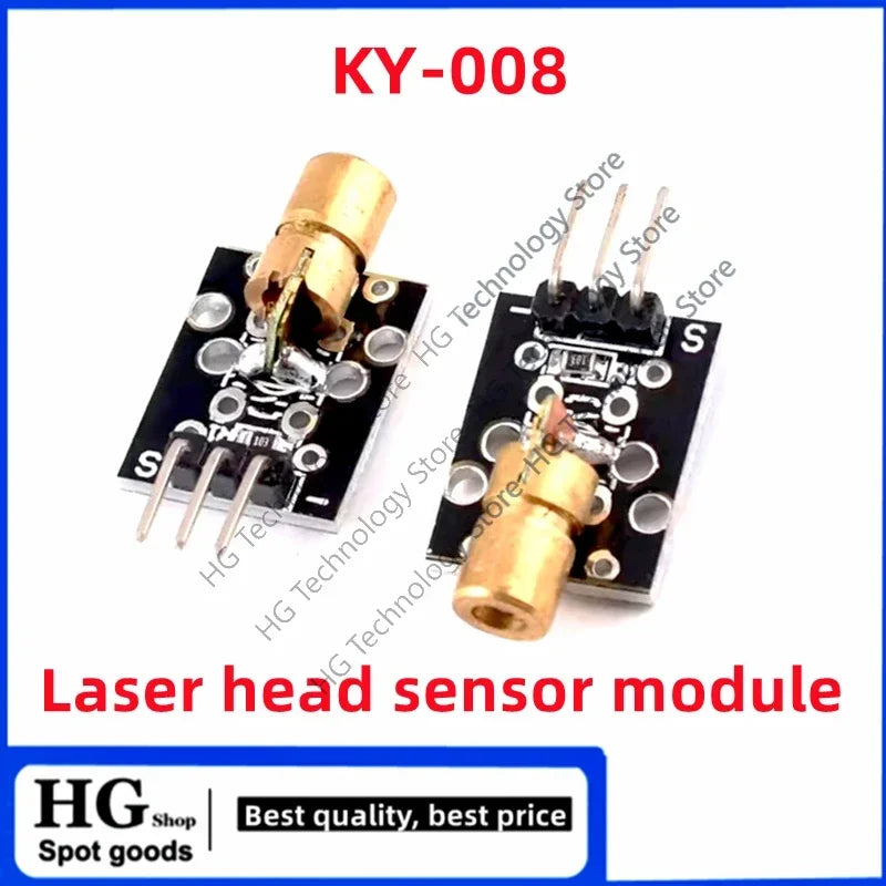 10PCS KY-008 650nm Laser sensor Module 6mm 5V 5mW Red Laser Dot Diode Copper Head For Arduino KY-008