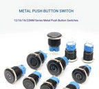 12/16/19/22MM black metal switch button self-locking latching reset power button start stop car motorcycle 6/12/24/220V on off