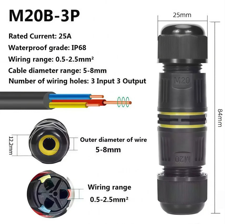 Heavy Duty Quick Connect Terminal Block T-type, IP68 Waterproof 2/3/4/5Pin for Secure & Fast Damp-Proof Wiring Connector