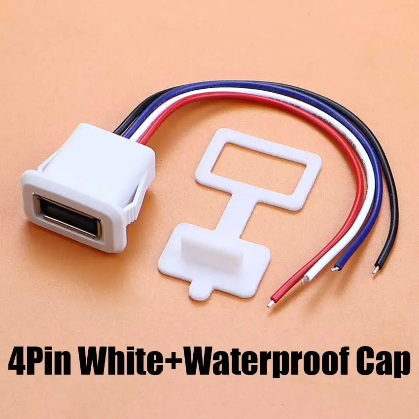 1/5pcs 2Pin 4Pin USB 2.0 Female Power Jack 2P 4P USB A Charging Port Connector With DIY Cable PH2.0 Terminal USB Charger Socket