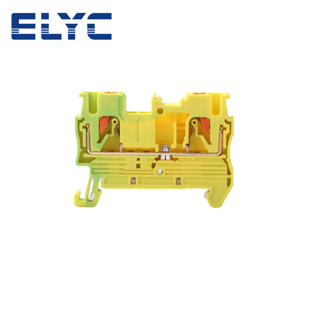 100Pcs PT2.5-PE Push-in Ground Feed Through Protective Earth PE Wire Electrical Connector Din Rail Terminal Block PT 2.5-PE