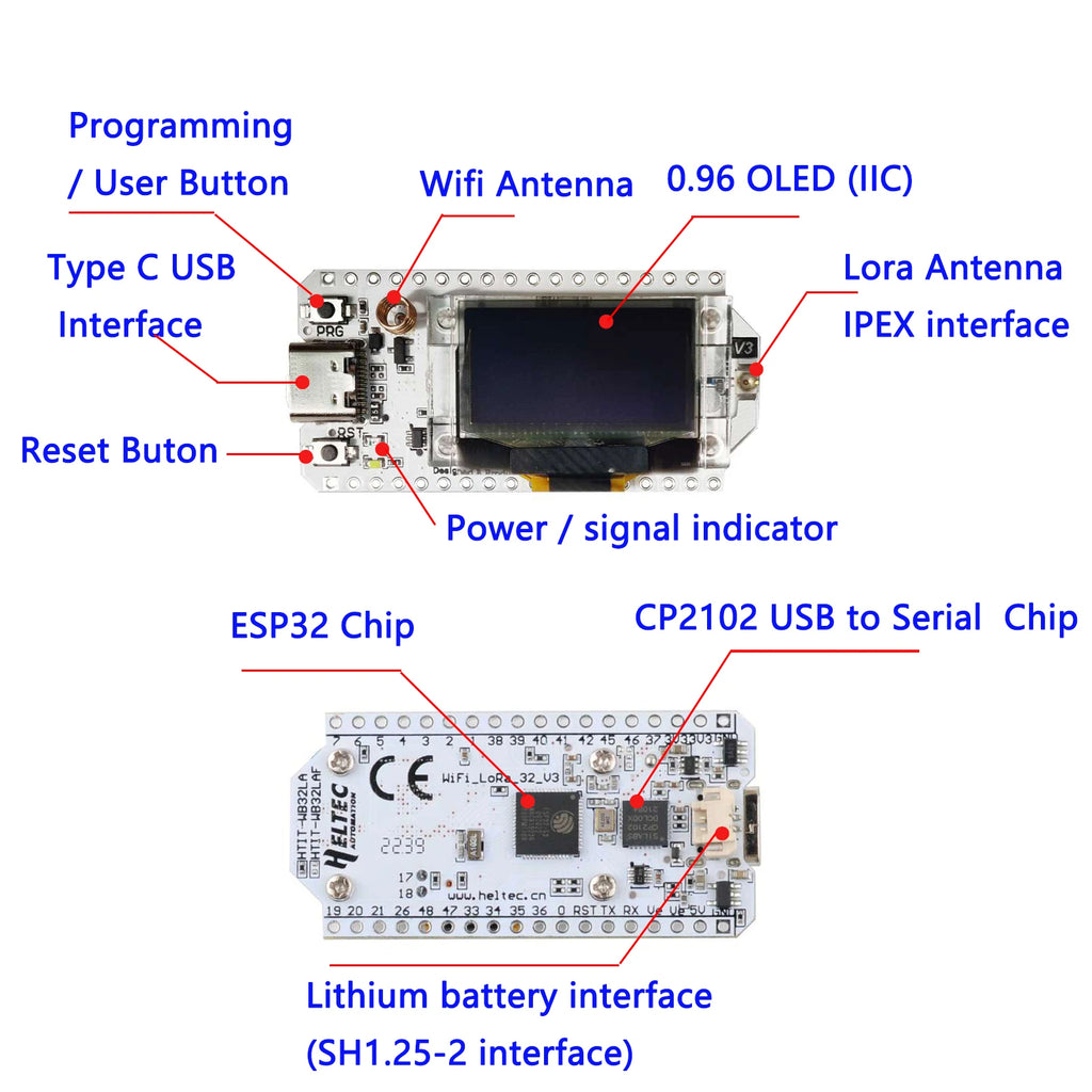 Heltec LoRa 32 V3 ESP32-S3 SX1262 WiFi IoT Development Board with 0.96 Inch OLED Display and Durable Case for Tech Enthusiasts