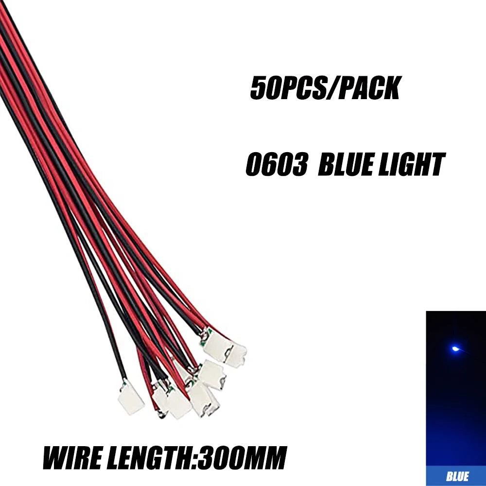 0402 0603 SMD Lamp Wired Micro Led Pre-Soldered Micro Litz Wired Chip 30cm 3V Railway Model Scenes 50pcs/Lot