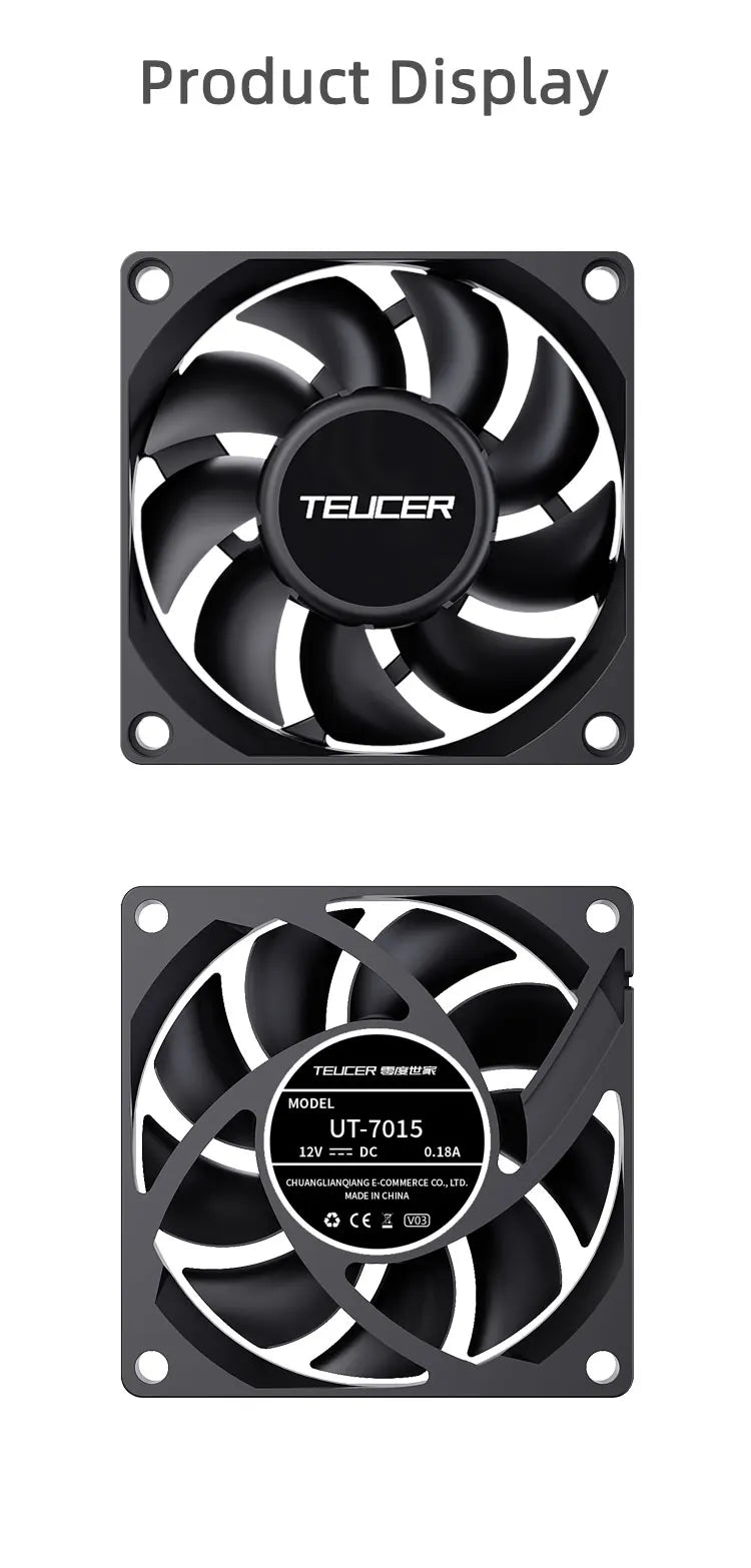 TEUCER UT-60 Slim 60mm PC Case Fan 3500RPM High Airflow CPU Cooler 6/7CM Ultra-thin Cooling Fan