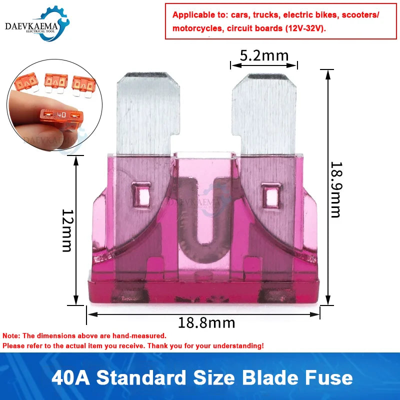 10-100pcs Medium Standard Blade Fuse Insert Kit 2A-40A Automotive Medium Fuses for Car/RV/Truck/SUV/Motorcycle/Boat