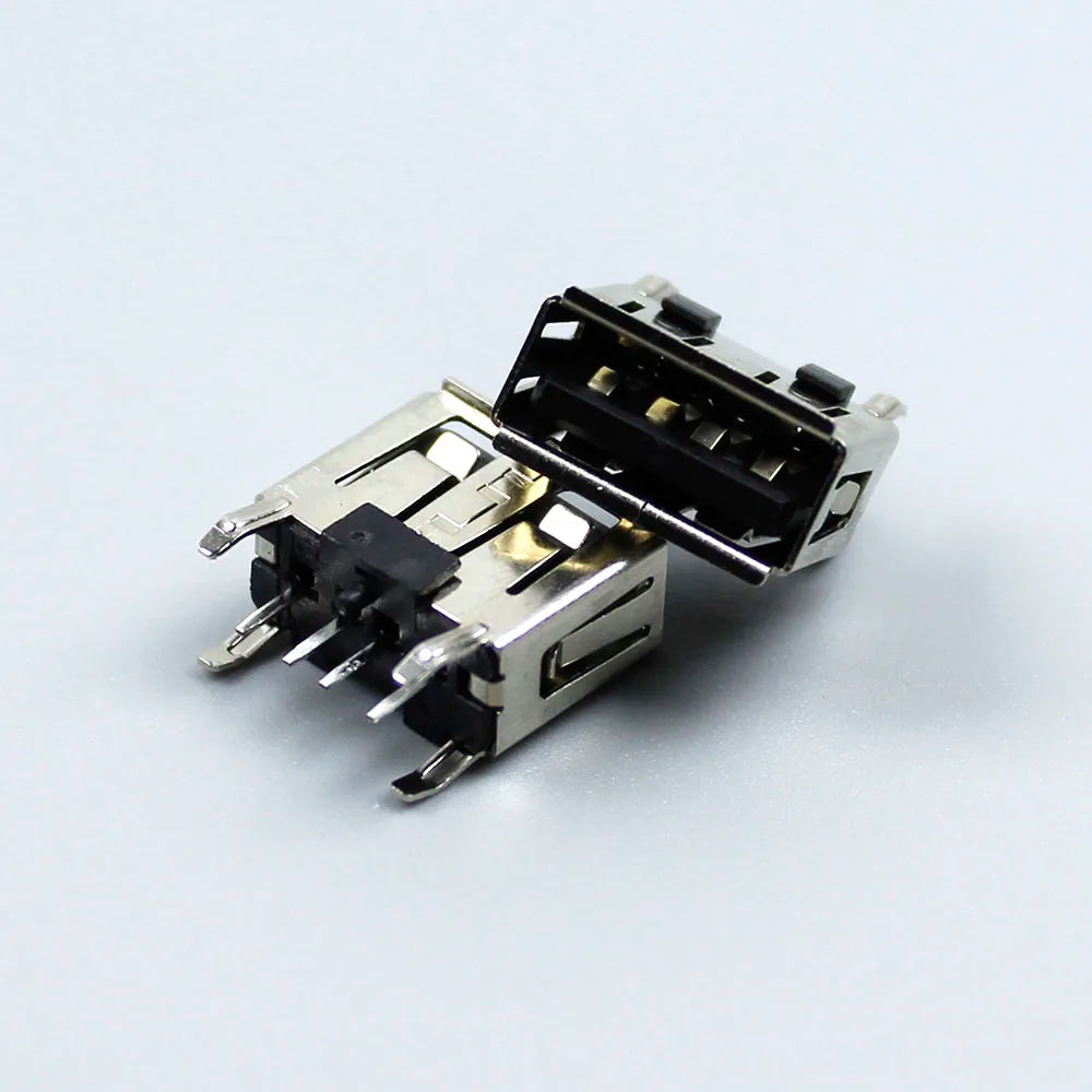 1-10PCS NEW A Type Flat Angle 180 Degree Female USB PCB Connector Socket USB Jack Plug