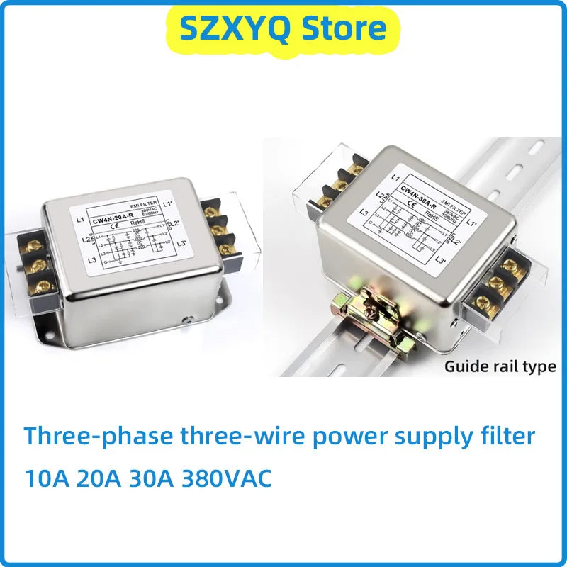 AC power supply EMI filter terminal&Guide rail type CW4N-10/20/30A-R 3-phase 3-wire power purifier Anti-interference for audio