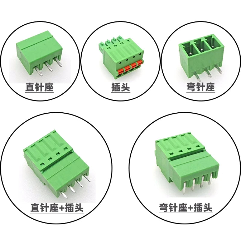 2Sets 15EDG 3.5mm 3.81 Screw Free Plug-in PCB Terminal Block 15EDGKD 3.5MM 3.81mm Spring Press Type Cable Connector 2P 3P 4P-12P