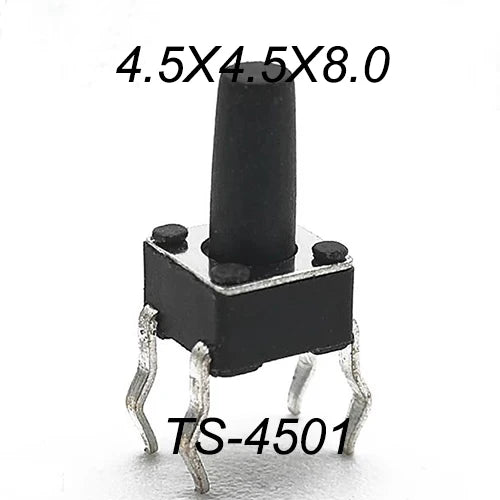 50PCS 4.5X4.5MM 4Pin DIP H=3.5/3.8/4.0/4.3~12mm 12V Tiny Button Tact Switch 260GF Momentary Tactical Push Button Parts Repair