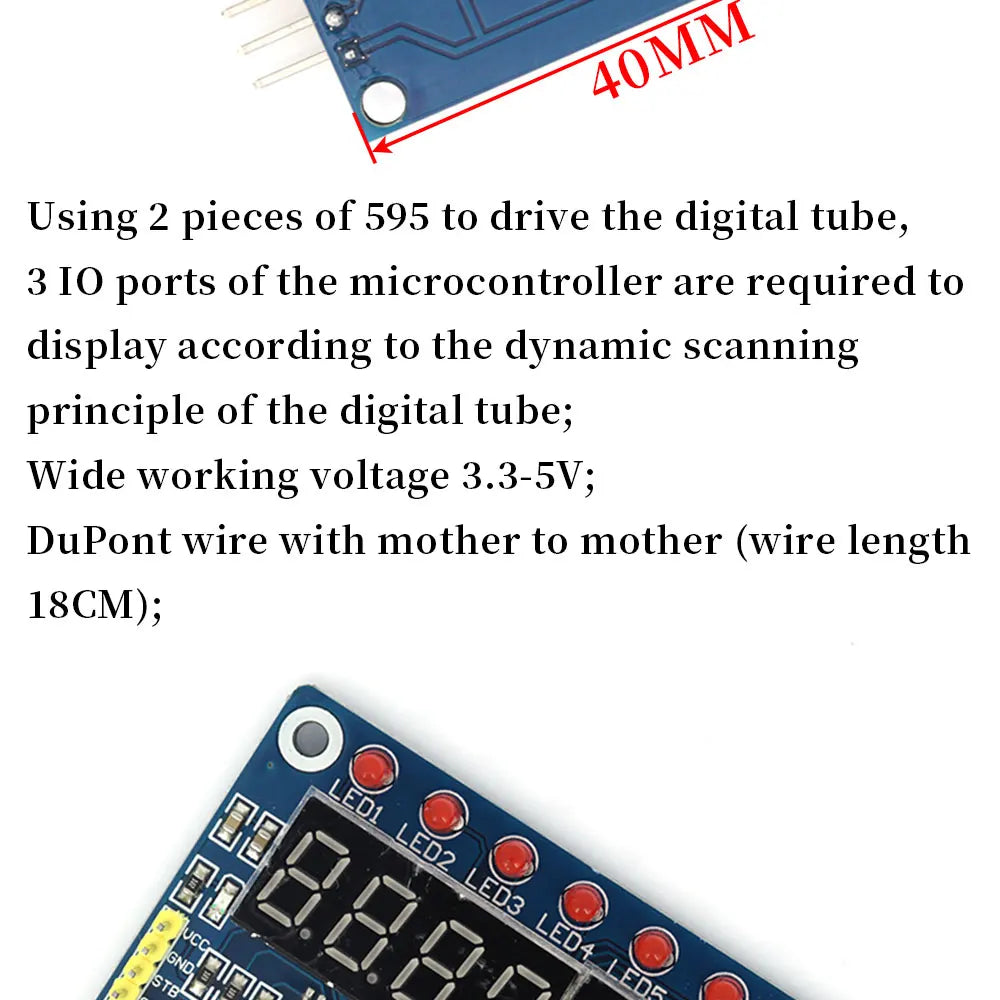 MGQH TM1637 4Bits / TM1638 / 74HC595 8 bit Digital LED Display Module 7 Segment 0.36Inch Clock RED Anode Tube Four Serial Driver