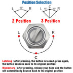 16MM 19MM 22MM Self-return Self-locking Waterproof DPDT Illuminated Metal Selector Knob Rotary Switch 2 3 Position LED Lamp Red