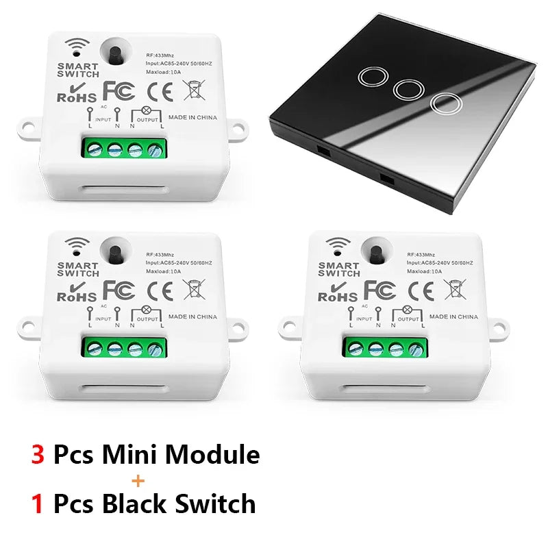 Diese 86 Switch Panel ON/OFF Touch Switch Wireless Light Switch 433Mhz Remote Control ,AC 85V~240V 10A Interruptor for Lighting