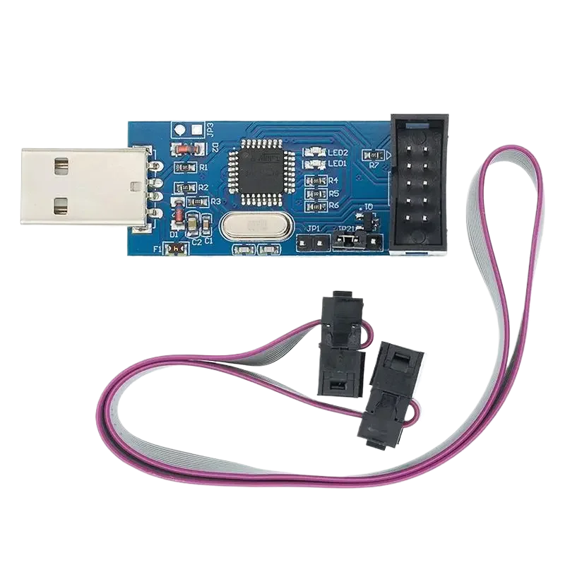 USBASP USBISP AVR Programmer USB ATMEGA8 ATMEGA128 ATtiny/CAN/PWM 10Pin Wire Module DIY + 10Pin To 6 Pin Adapter Board Shell