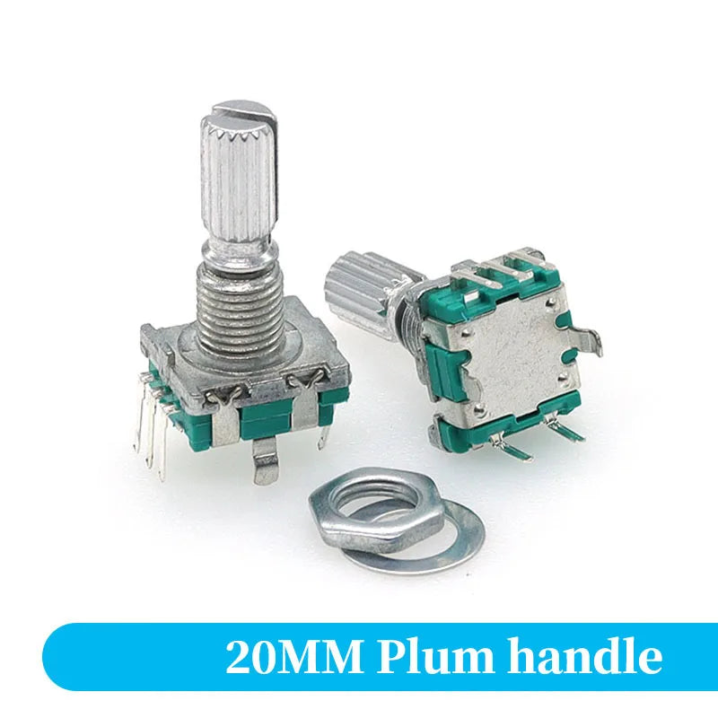 5PCS/LOT 20 Position 360 Degree Rotary Encoder EC11 w Push Button 5Pin Handle Long 15/20MM With A Built In Push Button Switch