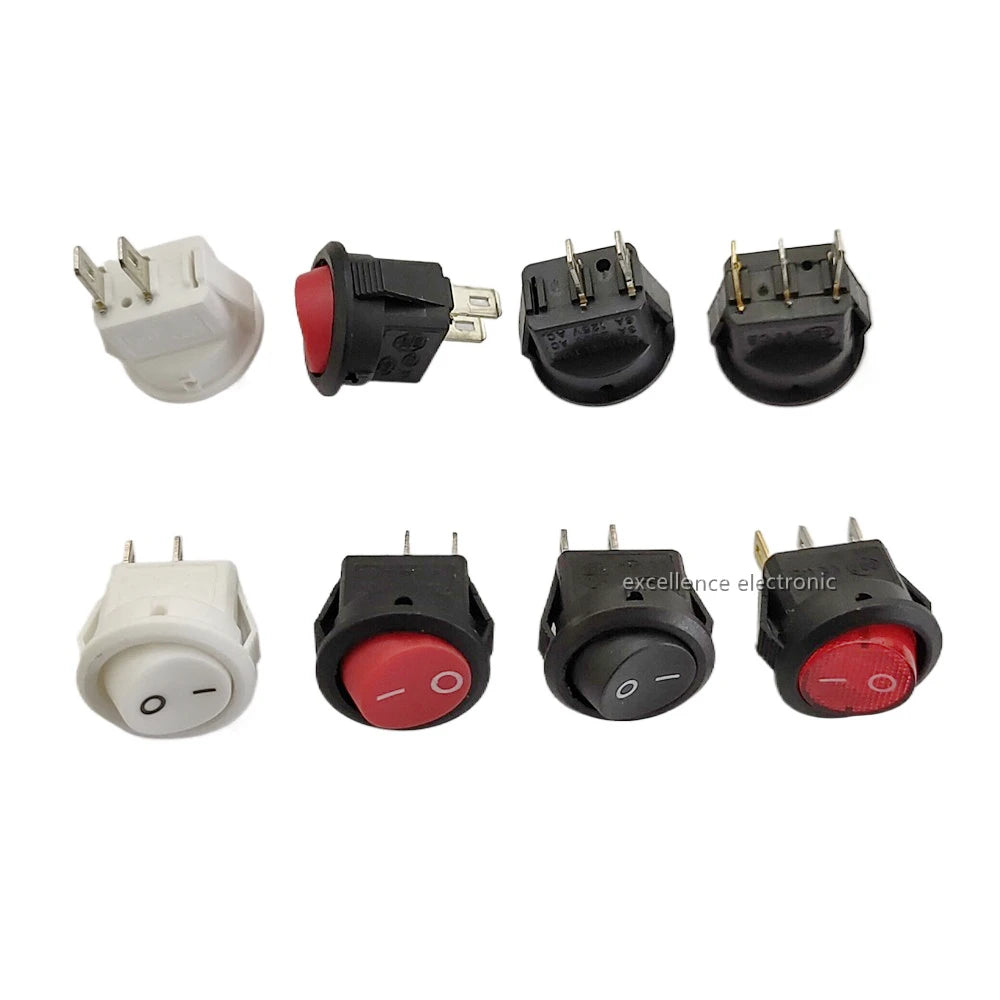 2/5/10Pcs Round Boat Rocker Switch Diameter 16mm 3A/250VAC KCD1-105 On-Off Snap SPST Black 2Pin Power Switch