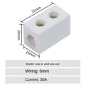 1 In 1 Out Ceramic Wiring Terminal Block 2 In 2 Out High-temperature Resistant Ceramic Terminal Post 250V Copper