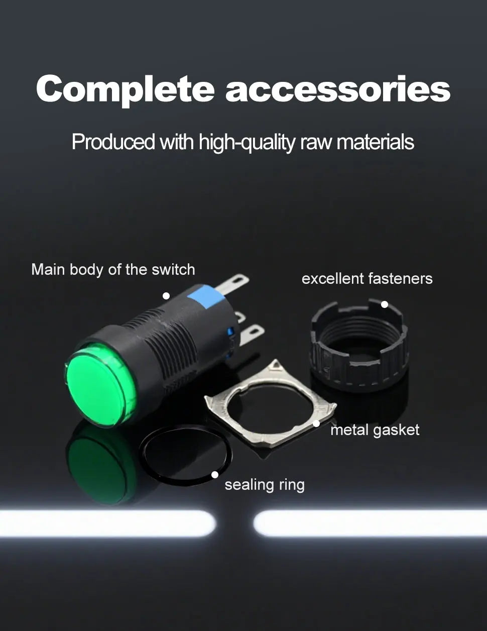 FILN 16mm 5-Unit LED Push Button Switch Momentary Latching Plastic Button 5pins Red Green Blue 12V 24V 220V Industrial Equipment
