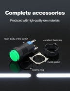 FILN 16mm 5-Unit LED Push Button Switch Momentary Latching Plastic Button 5pins Red Green Blue 12V 24V 220V Industrial Equipment