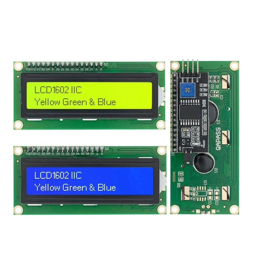 LCD1602+I2C Module Blue / Yellow Green Screen 16x2 Character LCD Display PCF8574T PCF8574 IIC I2C Interface 5V for Arduino